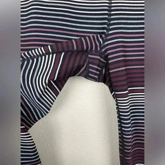 ATHLETA Women's Medium High Rise Expanse Stripe Chaturanga Tight Legging Cassis - Picture 6 of 14